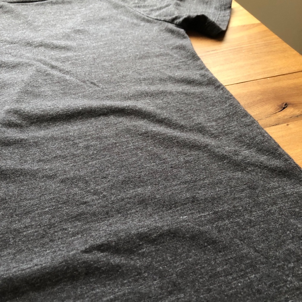Adidas V-Neck Dark Gray Tee Shirt Cotton Blend - Picture 8 of 11